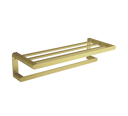 Toalheiro e Prateleira Dourado serie CAPRI